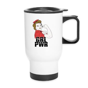 Feministin Feminismus Emanzipation Geschenk - Thermobecher mit Tragegriff - Weiß - Vorne