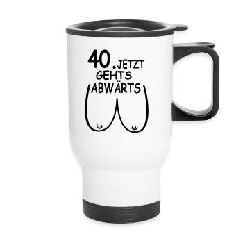 40. Geburtstag Party Geschenk - 40 Jahre Frauen - Thermobecher mit Tragegriff - Weiß - Vorne