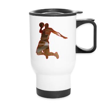 Basketball Baller Dunker Silhouette - Thermal mug with handle - white - Front