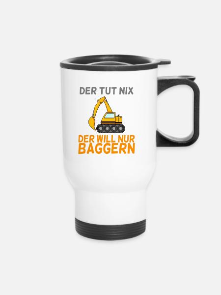 Bagger Baggern - Thermobecher mit Tragegriff - Weiß