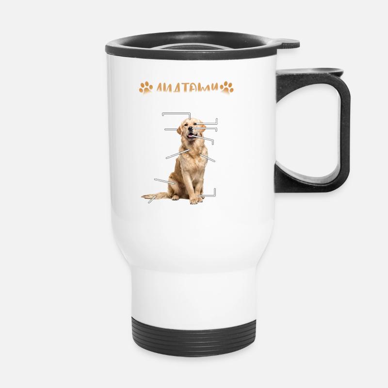 Golden Golden Retriever Hund - Thermobecher mit Tragegriff - Weiß