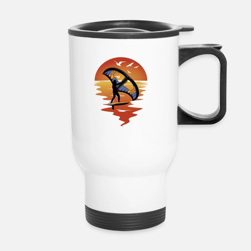 Wing Foiling Wing Surfer Cadeau - Tasse isotherme avec poignée - blanc