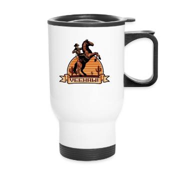 Yeehaw Cowboy Western Horse - Thermal mug with handle - white - Front