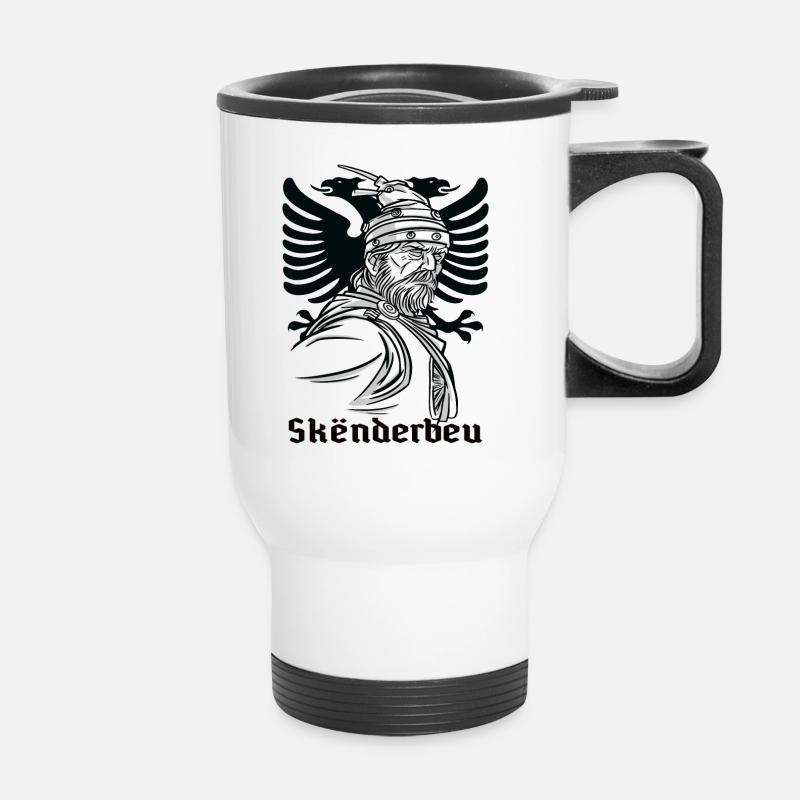 Albanien Flagge Adler Skanderbeg Illyrian Shqip - Thermobecher mit Tragegriff - Weiß