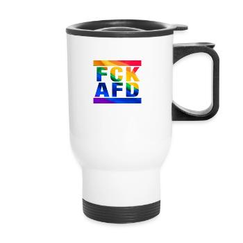 Contre les nazis - FCK AFD - Contre la droite - LGBTQ - Tasse isotherme avec poignée - blanc - Devant