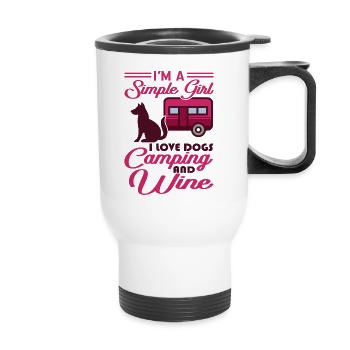 I'm A Simple Girl Hunde Camping Wein Camping Queen - Thermobecher mit Tragegriff - Weiß - Vorne