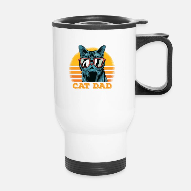 Vintage Best Cat Dad Daddy Retro - Thermobecher mit Tragegriff - Weiß