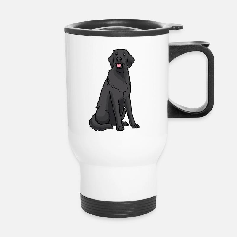 Flat Coated Retriever Dog - Thermal mug with handle - white