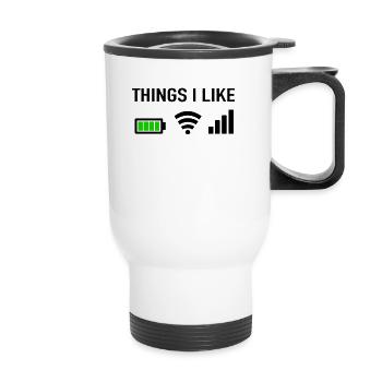 Things I Like - Programmer Gamer Computer Nerd - Thermal mug with handle - white - Front