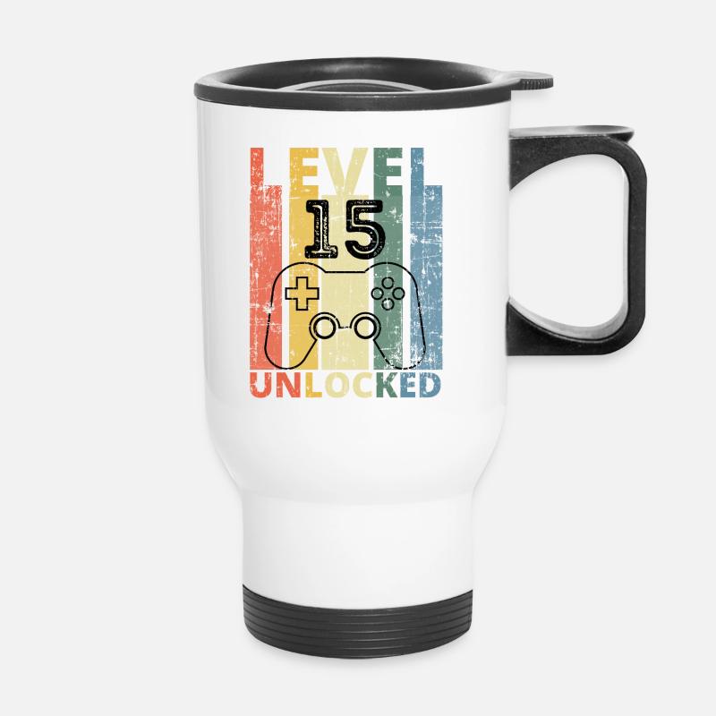 Level 15 Unlocked - Thermal mug with handle - white