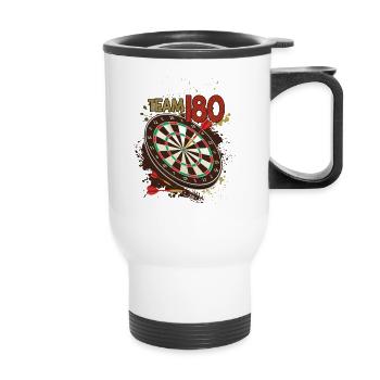 Équipe 180 Fléchettes Fléchettes Joueur de fléchettes - Tasse isotherme avec poignée - blanc - Devant