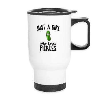 Juste une fille qui aime les cornichons - Tasse isotherme avec poignée - blanc - Devant