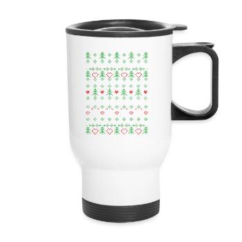 Pull d’ornement pull moche - Tasse isotherme avec poignée - blanc - Devant
