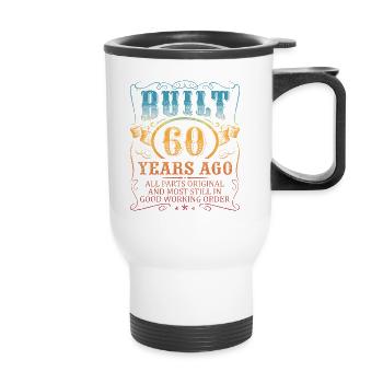 Drôle 60e anniversaire B-Day disant hommes âge 60 ans - Tasse isotherme avec poignée - blanc - Devant
