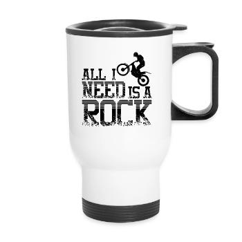 rock moto trial bike - Thermal mug with handle - white - Front