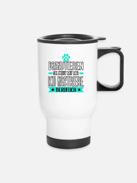 Tierarzt Tierarzthelferin Tierarztpraxis Tiere - Thermobecher mit Tragegriff - Weiß