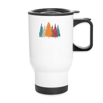 Retro Forest Nature Gift Idea - Thermal mug with handle - white - Front