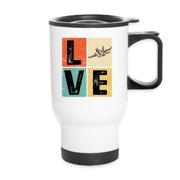 Vintage Love Airplane pour pilote de ligne d’avion - Tasse isotherme avec poignée - blanc - Devant