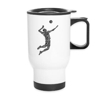 Volleyball - Thermobecher mit Tragegriff - Weiß - Vorne