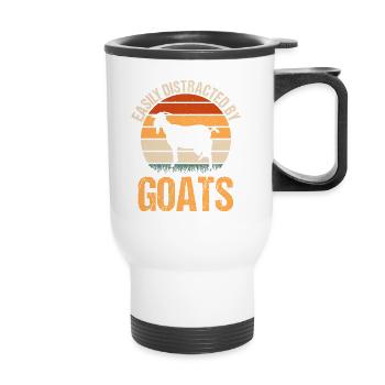 Facilement distrait par les chèvres - Tasse isotherme avec poignée - blanc - Devant