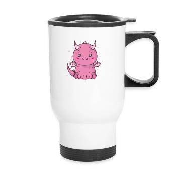 little baby dragon mythical creature fairy tale - Thermal mug with handle - white - Front