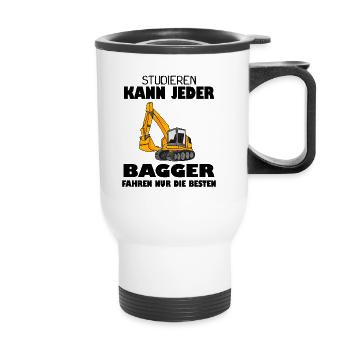 Bagger Baggerfahrer Spruch - Thermobecher mit Tragegriff - Weiß - Vorne