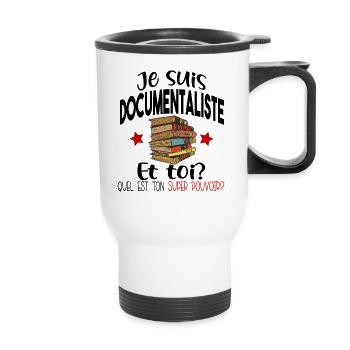 Documentaliste Livre Métier Collègue Humour Cadeau - Tasse isotherme avec poignée - blanc - Devant