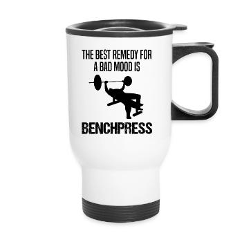 Bodybuilder Krachtsport Bench Press Zeggen Gift - Thermosmok met draagring - wit - Voor