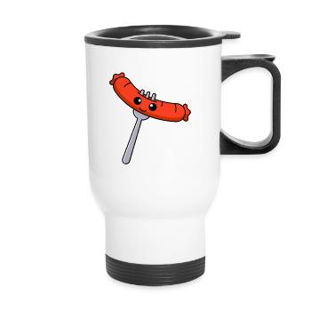 Bande dessinée saucisses - Tasse isotherme avec poignée - blanc - Devant