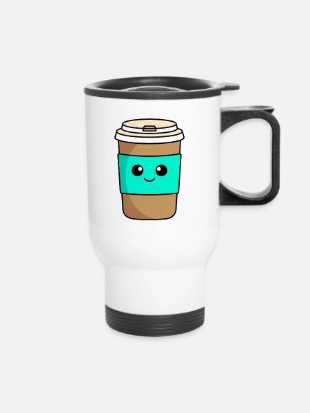 Coffee to go Comic - Thermobecher mit Tragegriff - Weiß