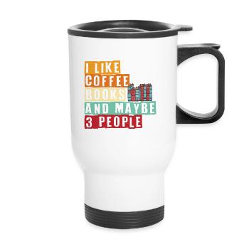Book Reading Books Literature Reader Bookworm Book - Thermal mug with handle - white - Front