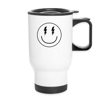 Lightning Smiley Face Emoticon Happy Face Smiley - Thermobecher mit Tragegriff - Weiß - Vorne