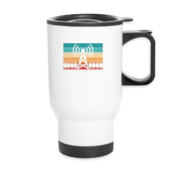 Le bonheur vient dans les ondes Radio amateur pour les opérateurs radio - Tasse isotherme avec poignée - blanc - Devant