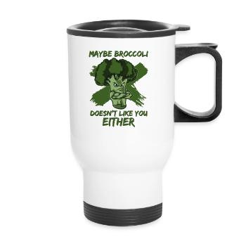 Peut-être que le brocoli ne vous aime pas non plus - Tasse isotherme avec poignée - blanc - Devant