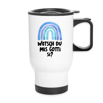 Wetsch du mis Gotti si Patentante Taufgotti Götti - Thermobecher mit Tragegriff - Weiß - Vorne