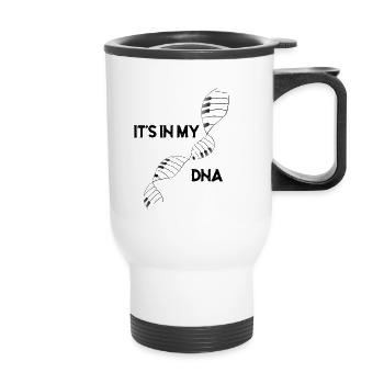 Lustiger Klavier Spruch "es ist in meiner DNA" - Thermobecher mit Tragegriff - Weiß - Vorne