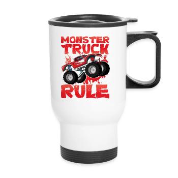 Règle du Monster Truck - Tasse isotherme avec poignée - blanc - Devant