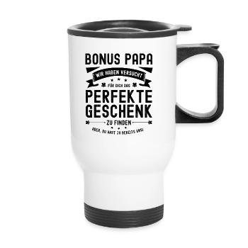 Bonus Papa Stiefvater Bonuspapa Bonusvater - Thermobecher mit Tragegriff - Weiß - Vorne