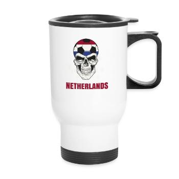 Netherlands Football Dutch Soccer Player Skull - Thermal mug with handle - white - Front