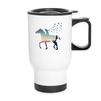 Women's Horses Silhouette - Thermal mug with handle - white - Front