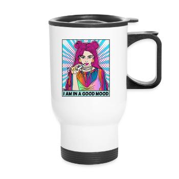 POP-ART ARTWORK JOINT SMOKING WOMAN - Thermal mug with handle - white - Front