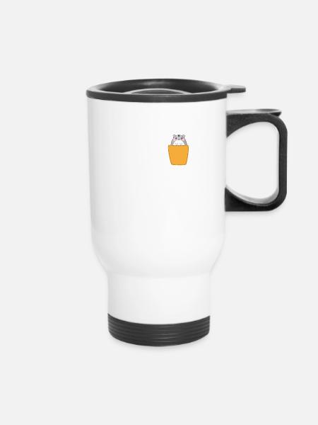 Hamster in chest pocket - Thermal mug with handle - white