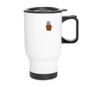 Hippo in chest pocket - Thermal mug with handle - white - Front