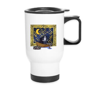 Starry Sky Fantasy Warrior Sword Fight Death - Thermal mug with handle - white - Front