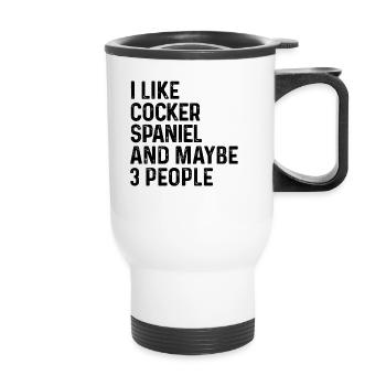 J’aime Cocker Spaniel et peut-être 3 personnes amoureux des chiens - Tasse isotherme avec poignée - blanc - Devant