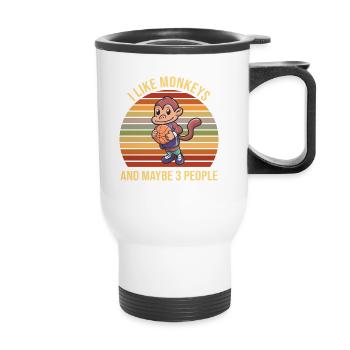 Basketball Chimpanzé Monkey Sports - Tasse isotherme avec poignée - blanc - Devant