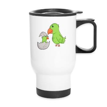 Perroquet avec bébé perroquet - Tasse isotherme avec poignée - blanc - Devant