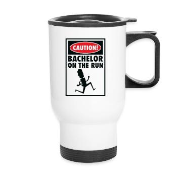 Bachelor Caution Groom Marrying Wedding Day - Thermal mug with handle - white - Front