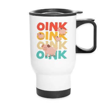 Schwein - Oink Oink Oink Oink Oink - Thermobecher mit Tragegriff - Weiß - Vorne