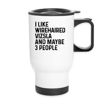 J’aime Wirehaired Vizsla et peut-être 3 personnes Chien - Tasse isotherme avec poignée - blanc - Devant